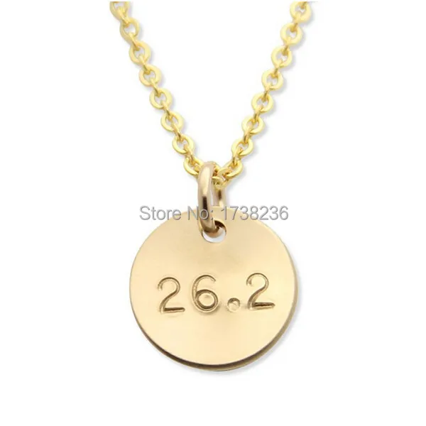 

Plated Gold Finished Marathon Running Jewelry Necklace 26.2 Marathon Disc Necklace