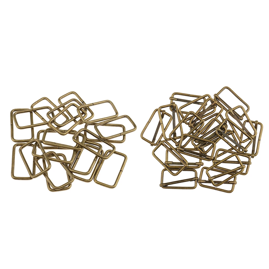 40 Pieces Metal Slider Tri-Glide Square Adjust Buckles Backpack Straps 32mm