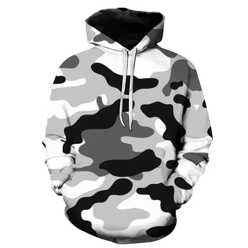 

New PLA black and white with hooded shirt 3D digital printing men's autumn hooded sweatshirt casual Street clothes coat