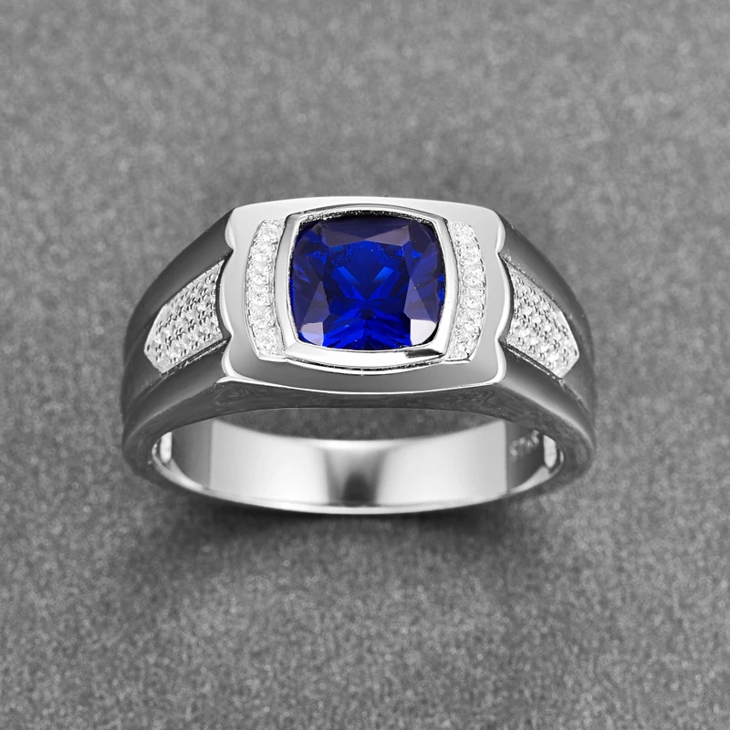 BONLAVIE классическое синее сапфировое обручальное кольцо для мужчин из натуральной 925 пробы, серебряные кольца с натуральным камнем, Hombre Suena с подарочной коробкой