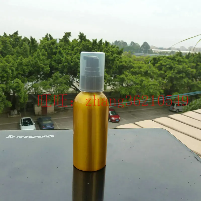 120ml aluminum gold bottle With black plastic pump.for lotion and essential oil. cream packing | Красота и здоровье