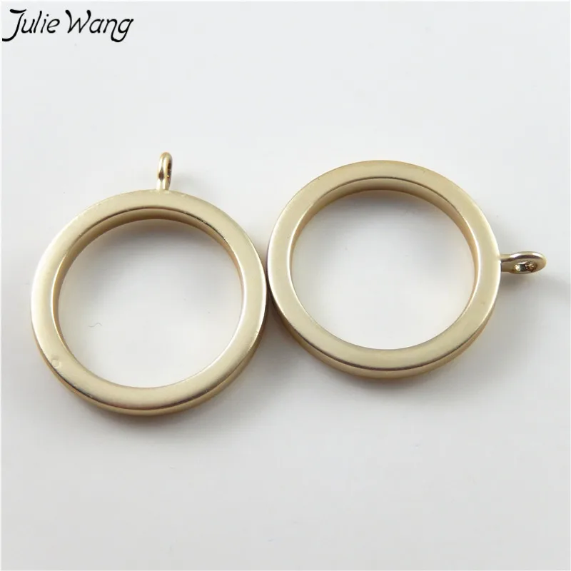 

Julie Wang 5pcs Stunning Frosted Gold Color Round Frame Pendant Charm Cage Locket Memorial Photo Jewelry Finding DIY Accessories