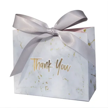 

2019 new luxury marble gift bags with bowknots european wedding candy boxes 11.3x4.5x10cm containers for chocolates gift pouches