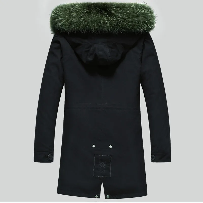 AYUNSUE пальто с натуральным мехом, мужская зимняя куртка, натуральный мех енота, пальто с капюшоном, теплые длинные куртки размера плюс, мужские парки LSY080391 KJ811