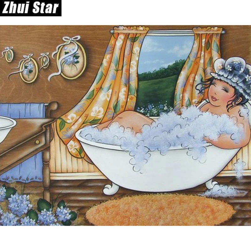 

Zhui Star 5D DIY Diamond Painting "Cartoon fat lady" Embroidery Full Square Diamond Cross Stitch Rhinestone Mosaic Decor Gift