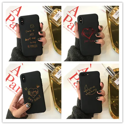 Мода письмо Телефон чехол для iphone х Чехол черный пара Любовник Жесткий ПК матовое