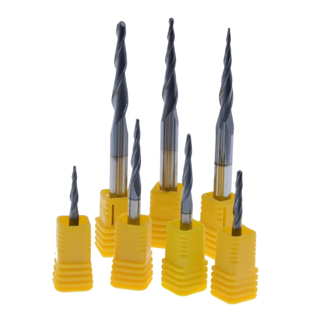 1pc HRC55 Tapered Ball Nose End Mill Tungsten solid carbide Coated