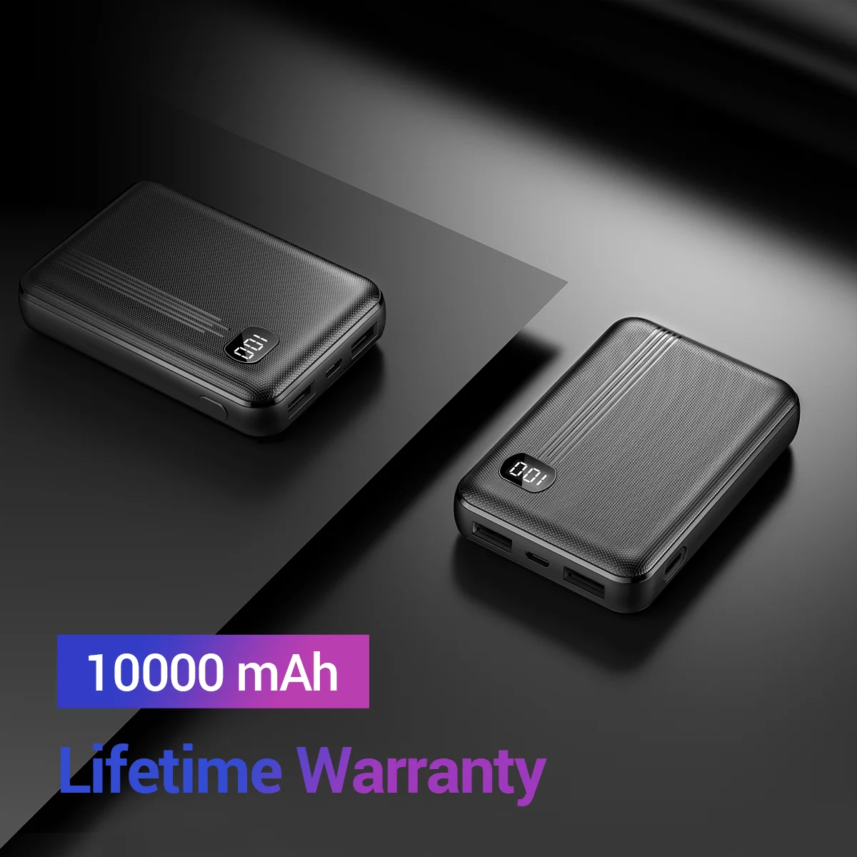 

PowerBank for Xiaomi iPhone, FIVI Mini Portable Charger 10000mAh LCD Display Compact Power bank External Battery Pack Poverbank