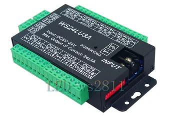 

24CH Easy 512 DMX decoder,LED dimmer Controller, DC5V-24V,each CH Max 3A,8 groups RGB controller, Iron case