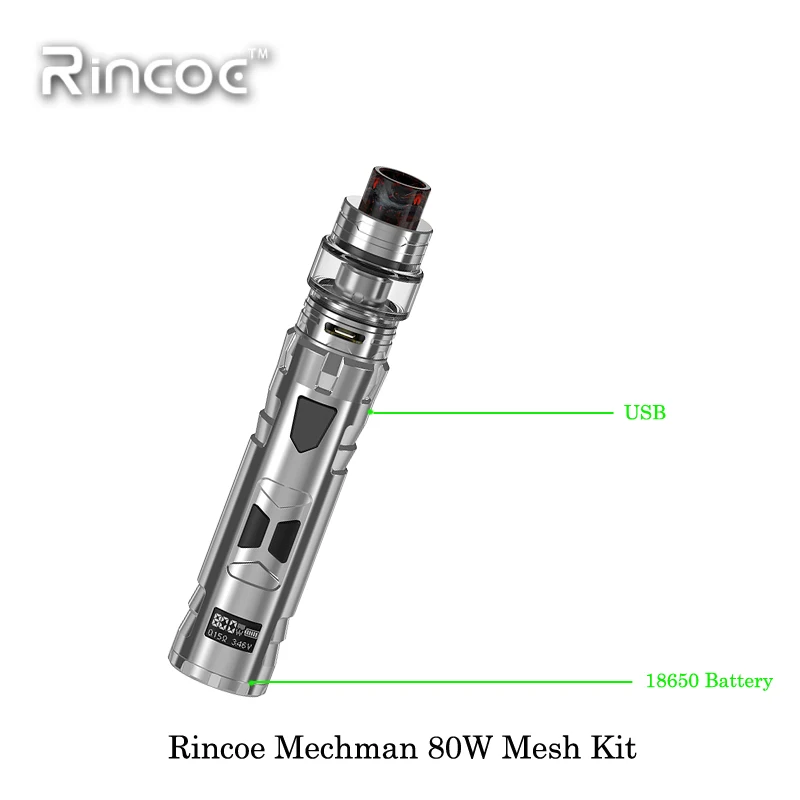 Электронная сигарета Rincoe Mechman 80 Вт сетчатый стартовый набор питание от 18650