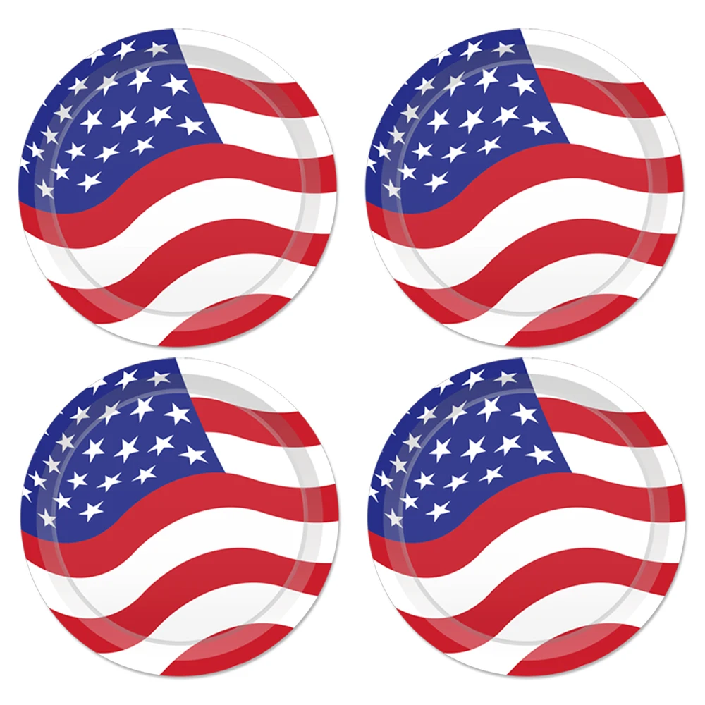 24pcs July 4th American National Day Party Decorations Disposable Plates Tableware United State Flag Supplies | Дом и сад