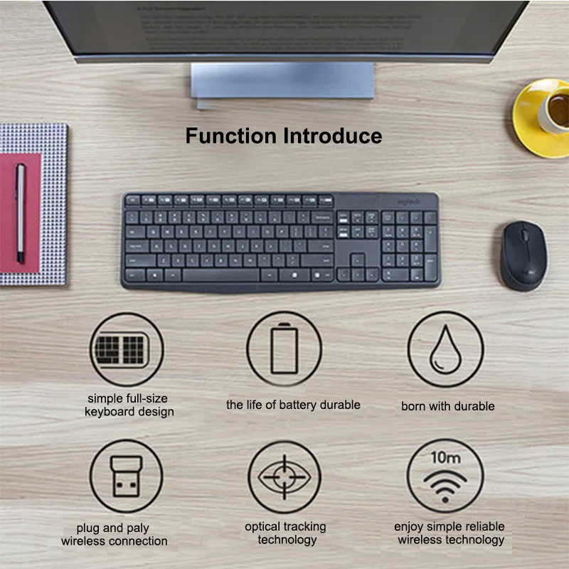 Мультимедийная Беспроводная USB клавиатура и мышь Logitech MK235 2 4 ГГц|keyboard and mouse combo|mouse