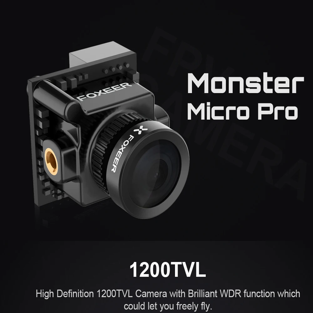Foxeer Monster Micro Pro 1.8mm 16:9 1200TVL PAL/NTSC Switchable WDR Low Latency FPV Camera Built-in OSD DC 5-40V Bracket Camera Foxeer Monster Micro Pro 1.8mm 16:9 1200TVL PAL/NTSC Switchable WDR Low Latency FPV Camera Built-in OSD DC 5-40V Bracket Camera
