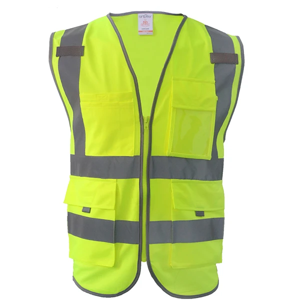 Safety Reflective Vest Men Safety Workwear Work Vest Tool Pockets Yellow Blue