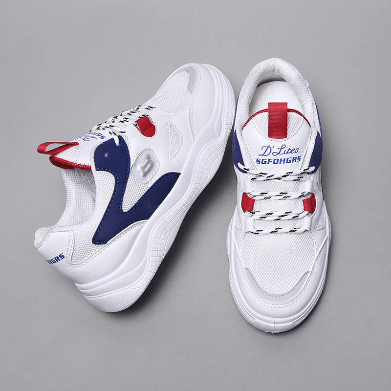 

Spring New Women Shoes Comforthable White Black Flats Thick Platform Sneakers Shoes PU Leather Fashion Casual Shoes for Woman