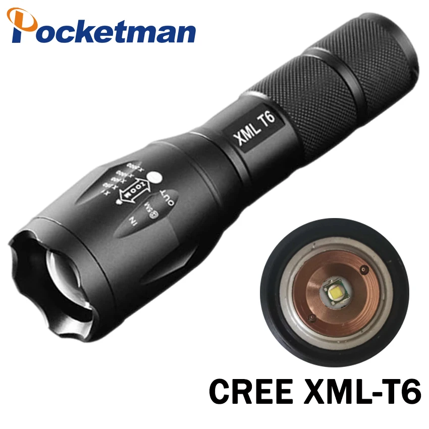 

3800 Lumens LED Flashlight Tactical Flashlight XML-T6 5 Modes Waterproof IP6 Zoomable Torch For 3xAAA/1x18650 Camping ZK93