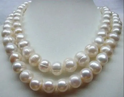 

huge 32" 13-12MM SOUTH SEA NATURAL White PEARL NECKLACE GOLD CLASP (0926)