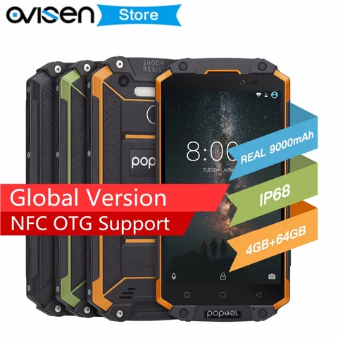 Global Version POPTEL P9000 Max 5 5  FHD Smartphone MT6750V Octa Core 4GB 64GB IP68 Waterproof 13MP 9000mAh OTG NFC Mobile Phone