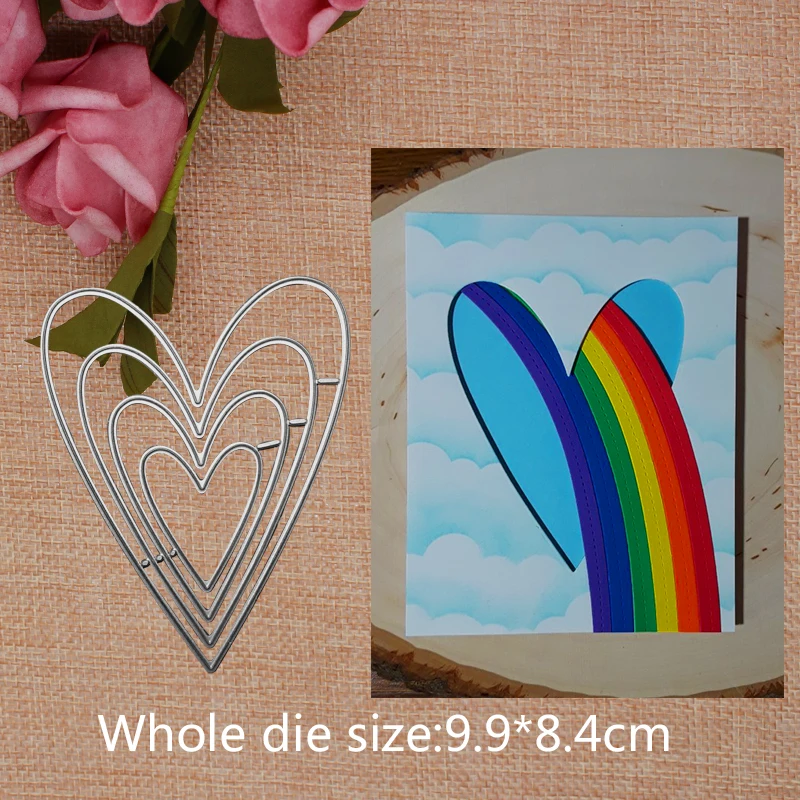 

4pcs Heart Cutting Dies Mold New DIY Scrapbook Paper Craft Knife Mould Blade Punch Stencils 9.9*8.4CM