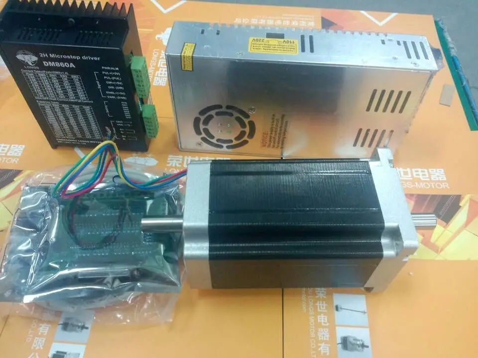 

DE ship 1Axis Nema34 Stepper Motor 1600oz DUAL SHAFT& driver DM860A & 4PCS POWERCNC Router LONGS MOTOR