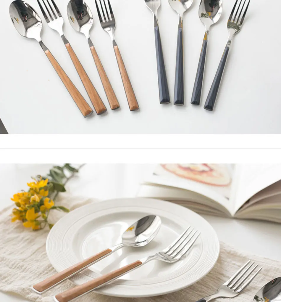 Gold Dinnerware Set Stainless Steel Cutlery Set 4 Pieces Black Knife Fork Set Tableware Gold Silver Cutleries Western Food Set (9)