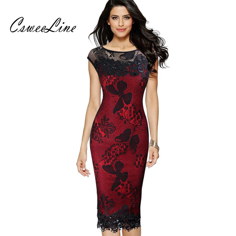 

Celebrity Vintage Floral Hollow Out Lace Dress Women Sleeveless Round Neck Pencil Dress Party Evening Elegant Dresses Plus Size