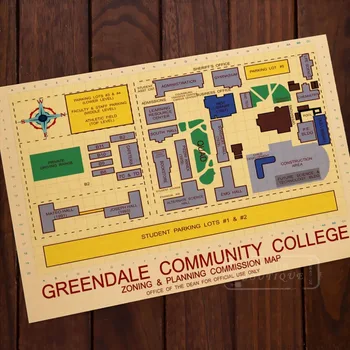 

A Map of Greendale Community College Classic Vintage Retro Kraft Decorative Poster Maps Home Bar Posters Wall Canvas Sticker Dec