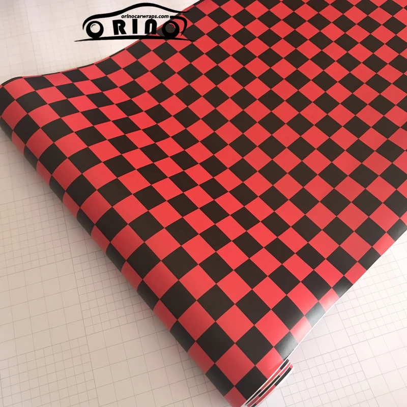 Black Red Checkered Flag Vinyl Film Sticker-5