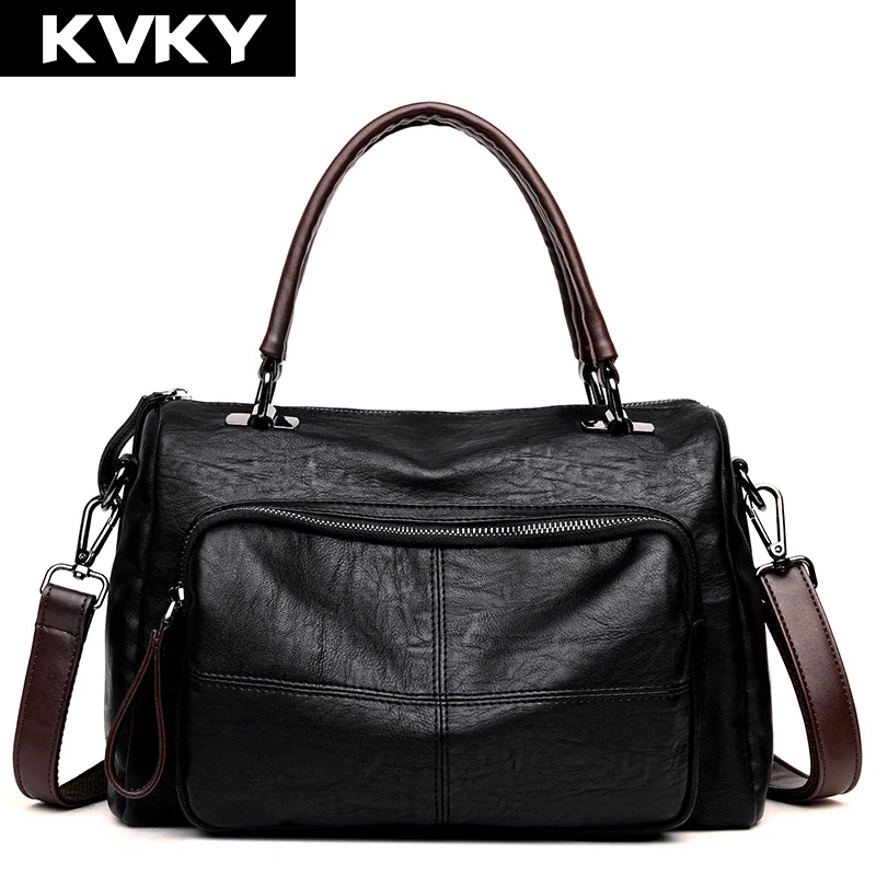 

KVKY Brand Women's Soft Leather Handbags High Quality Women Shoulder Bag Luxury Designer Fashion Ladies Crossbody Messenger Bags