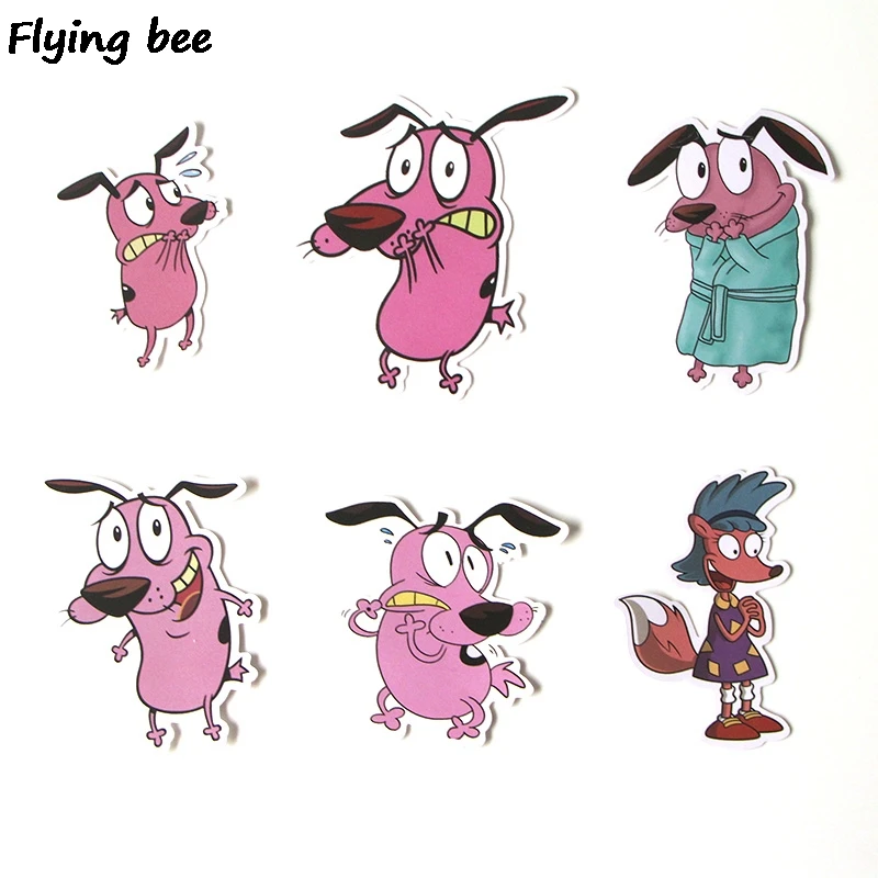 Flyingbee, 38 шт., смелость, трусливая собака, ПВХ, наклейка s, Скрапбукинг для телефона, багажа, ноутбука, велосипеда, гитарная наклейка, наклейка X0283