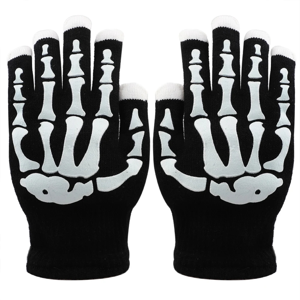 

1 Pair Halloween LED Flashing Gloves Glow Light Up Finger Lighting Gloves Half-finger Light Gloves for Kids Adult