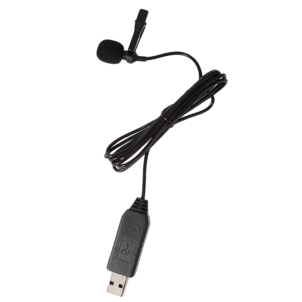 USB Omnidirectional Condenser Clip On Collar Tie Lavalier Lapel Microphone with User Manual &Bag for QQ MSN Skype Youtube Karoke