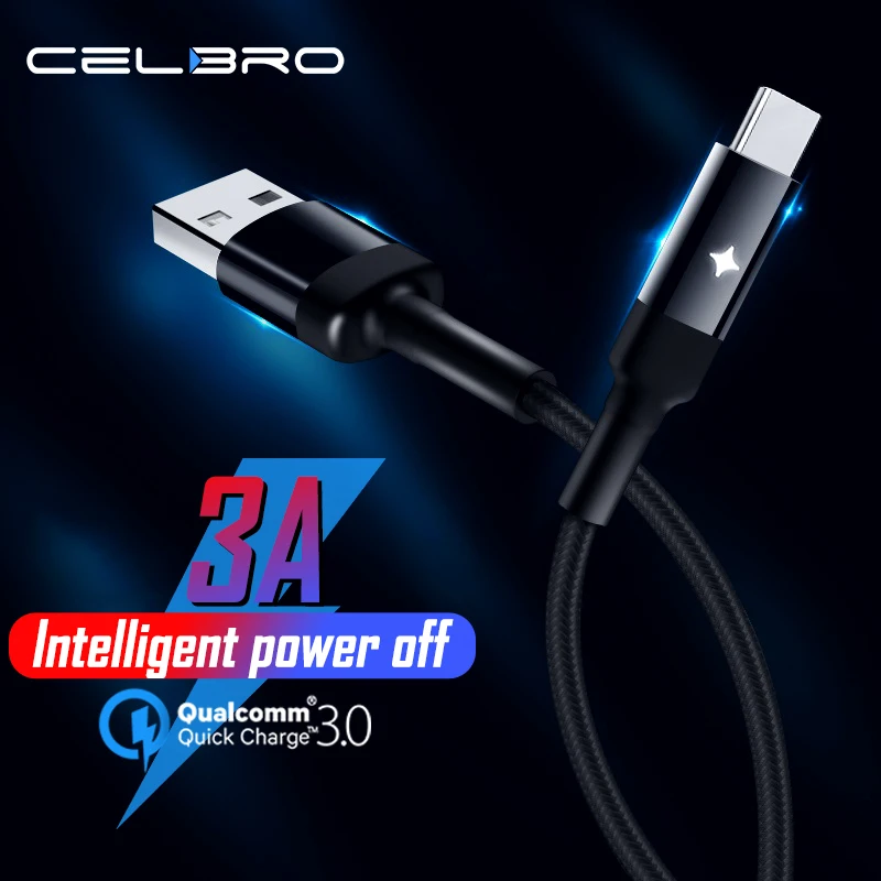 Светодиодный usb-кабель типа C QC 3,0 для быстрой зарядки mi crousb кабель для samsung S10 S9 Xiaomi mi 9 power Bank кабель автоматического отключения питания