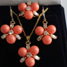 Ааа довольно розовый оболочки жемчужные серьги и ожерелья комплект кольца