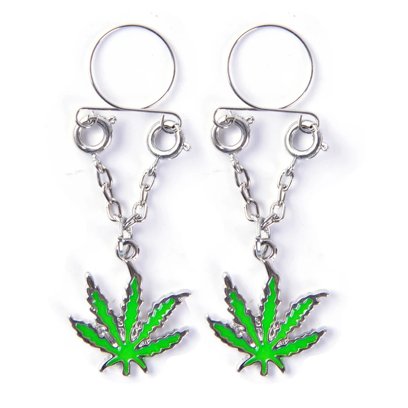 

2PCS Non pierced Clip Nipple Ring Women Nipple Rings Maple Leaf Fake Nipple Shield Dangle Adjustable Sexy Body Piercing Jewelry