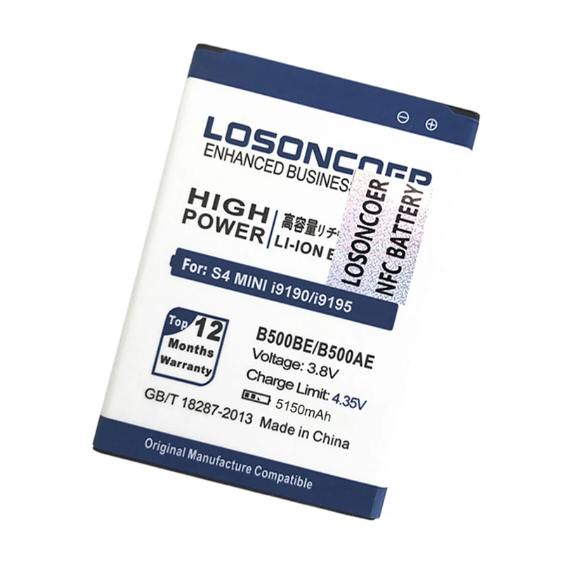 Аккумулятор LOSONCOER 5150 мАч B500AE B500BE NFC для Samsung S4 Mini / mini s4 /s4mini i9190 i9192 i9195 i9198|batterie i9195|i9195
