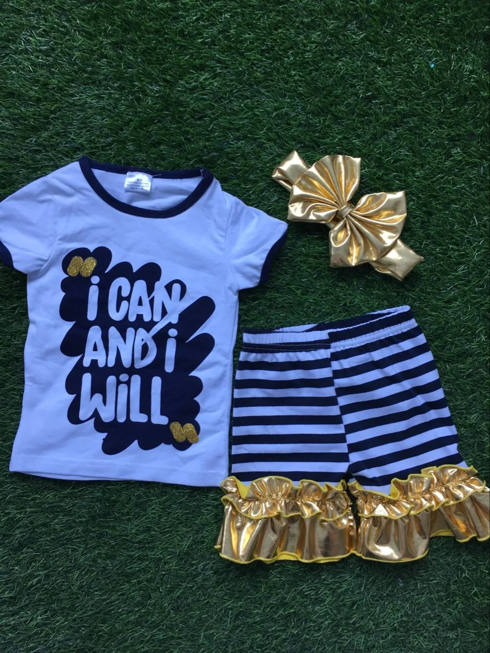 

baby girls summer outfits girls ruffle shorts i can and i will outfits children boutique clothing with mathcing headband