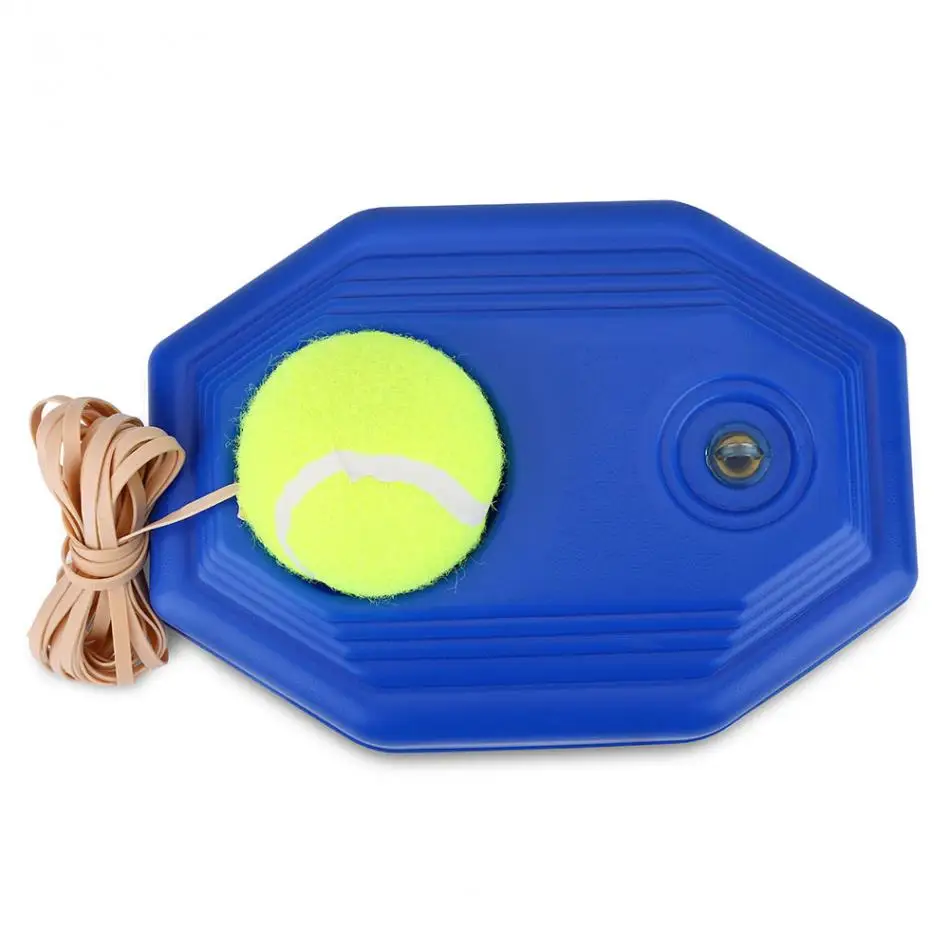 Tennis Ball Back Base Trainer Set with Long Rubber Elastic Rope Band for Single Person Partner