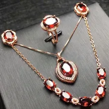 Природный гранат комплект 1 шт. кольцо 1 шт. кулон 1 шт. браслет-цепочка 1 пара серьги-стержни Серебро 925# j18081613