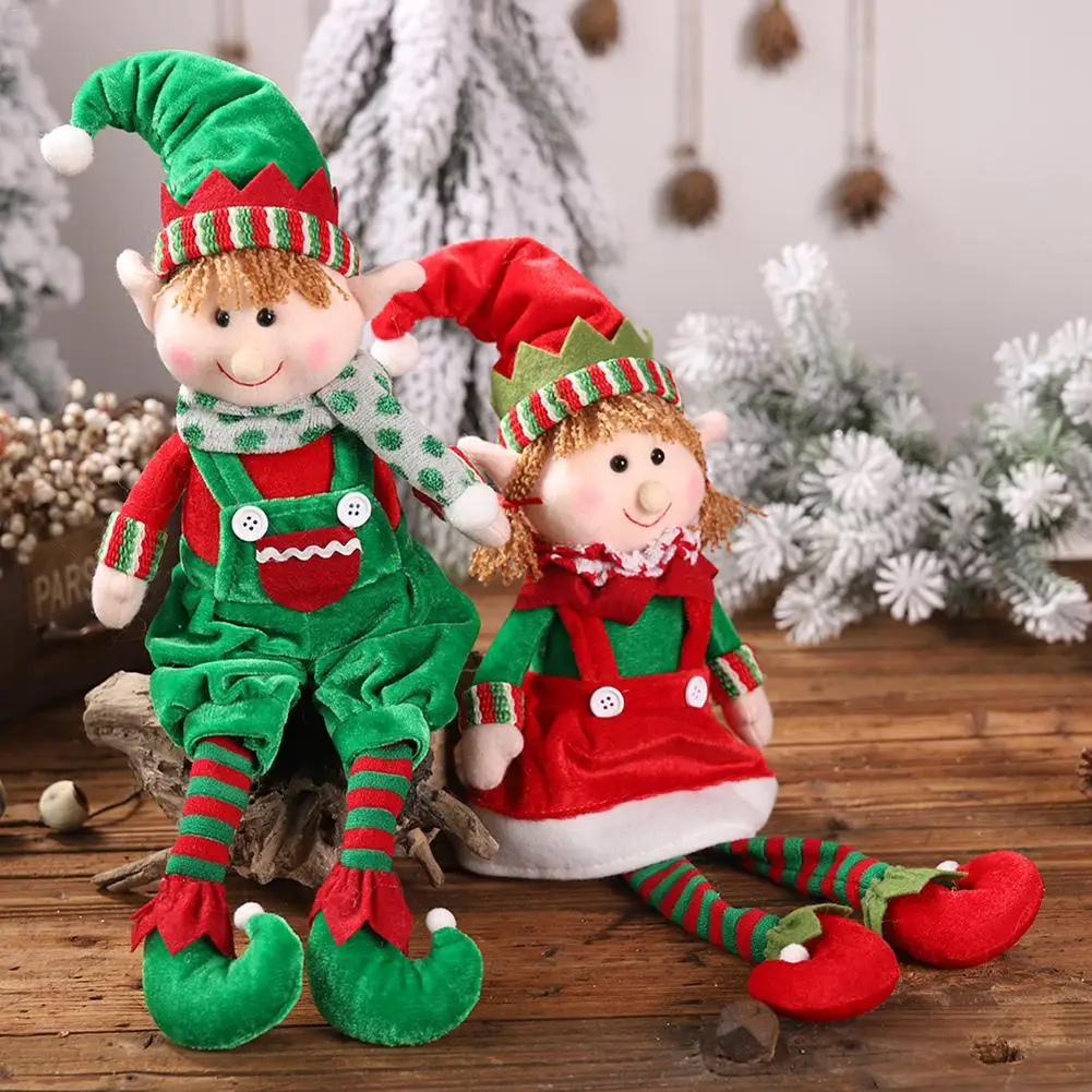 

Cute Christmas Elf Doll Plush Decoration Christmas Tree Hanging Ornament Merry Christmas New Year Kids Toys 48x15cm