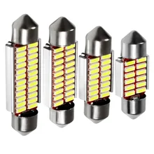10 pces 31mm 36mm 39mm 41mm c5w c10w 12 16 20 24 smd 4014 lâmpada led canbus erro livre festão automóvel lâmpada interior do carro luz de casa