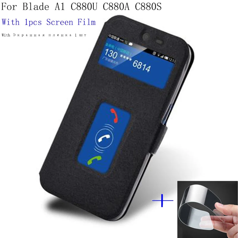 

2PCS Smart View window leather case For ZTE Blade A1 A 1 C880U C880A C880S cover shell phone cases BladeA1 flip case back cover