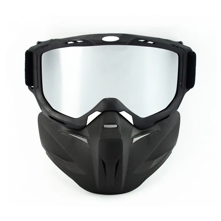 Горячие продажи модульная маска Съемные очки и рот фильтр идеально подходит для открытого лица мотоциклетный полушлем или винтажные шлемы - Цвет: silver