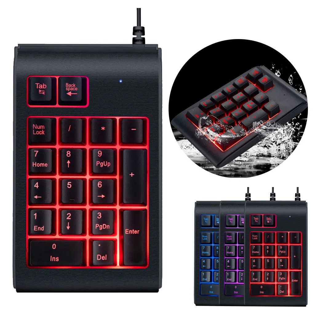 

USBLED Light Backlight Wired Digital Keyboard Waterproof Three Color Optional RGB Backlight Digital Keyboard