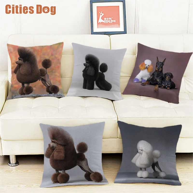 

dog cushion cover decorative pillows white Velvet Fabric pillow cover housse de coussin Miniature Poodle cojines decorativos