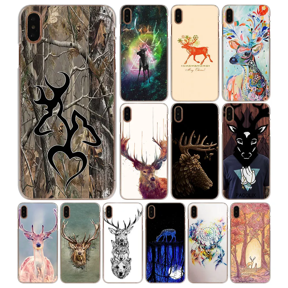 

Colorful Animal Deer painted Hard Phone Cases for Apple iPhone 5 5s 6 6s 7 8 Plus X XS XR XS MAX Case cover coque