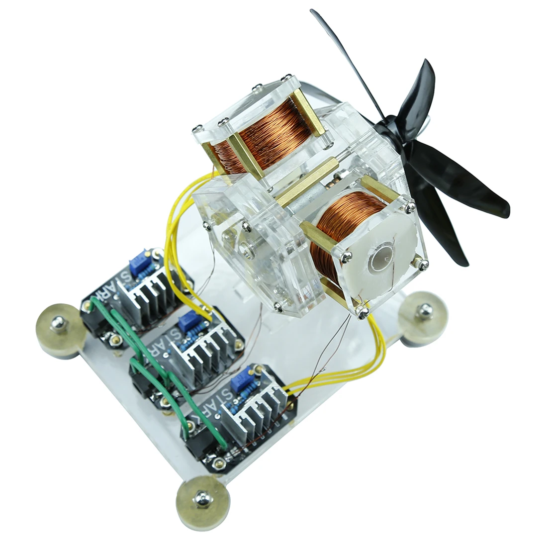 

Stark 12V 6W Brushless Motor Hall Sensor Electric Machine Triple Coil Fan Blade High Speed DIY Physical Model With Booster Line