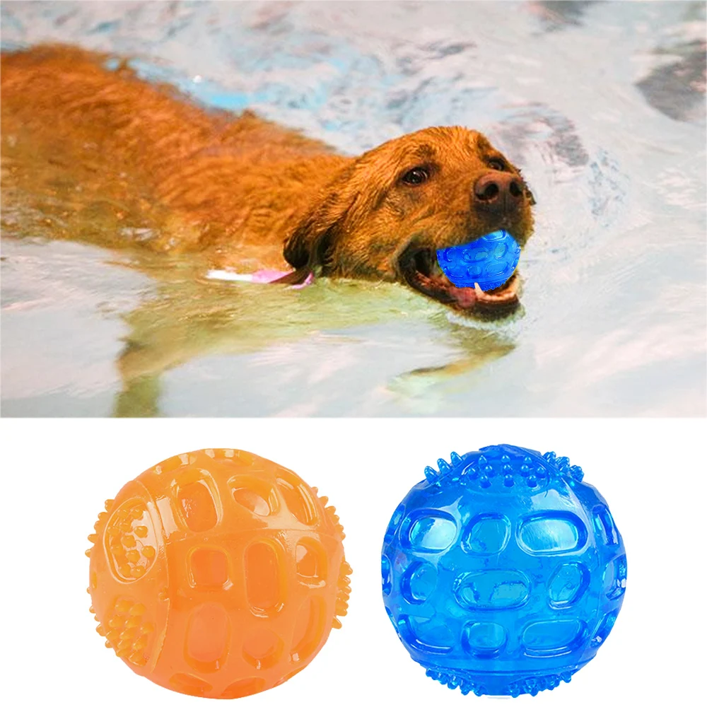

1/2Pcs Pet Training Chew Toys Rubber Float Squeaky Ball For Dog Cat Playing Ball Interactive Toys Dogs Cats Tooth Clean Ball Toy
