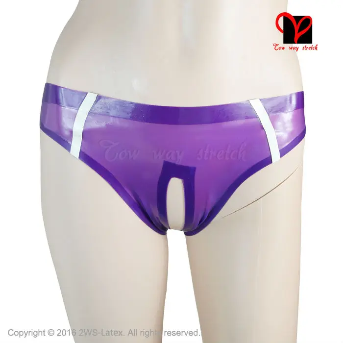 

Прозрачные фиолетовые с белым сексуальные латексные трусы, облегающие резиновые шорты без пятки, нижнее белье, KZ-033