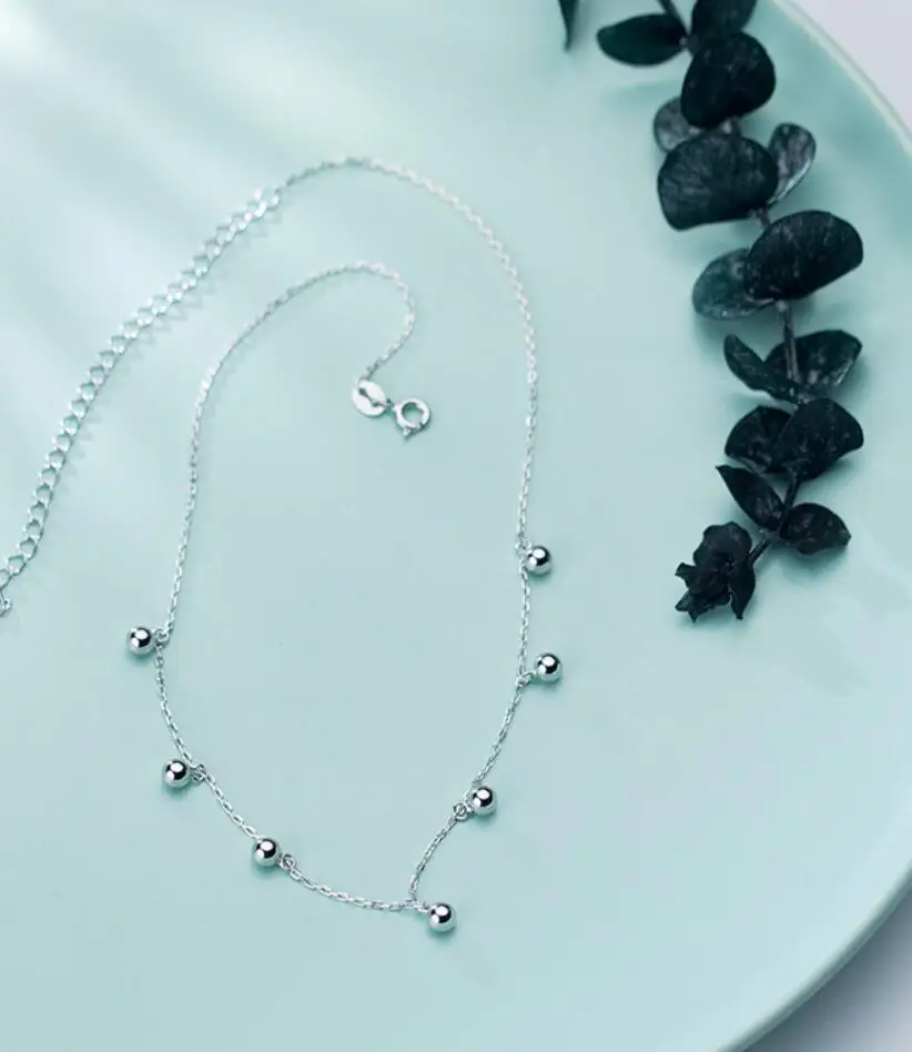 

925 Sterling Silver Balls Choker Necklace For Women Jewelry A2669